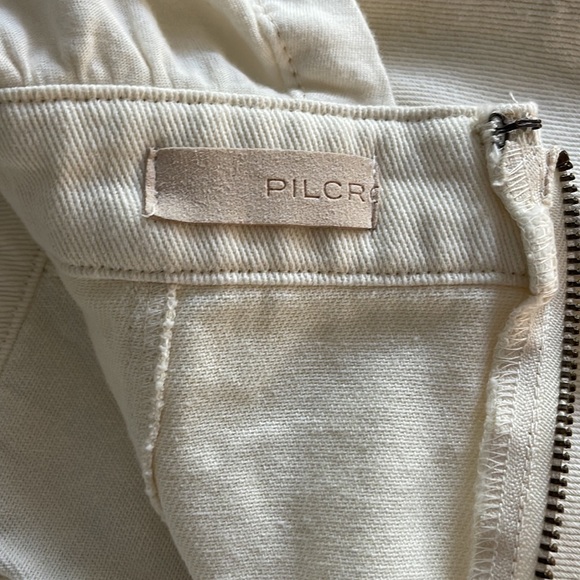 Anthropologie Denim Cream Skirt & Cotton Tee Open Back Two-fer Mini Dress-Size 6 - Picture 9 of 12